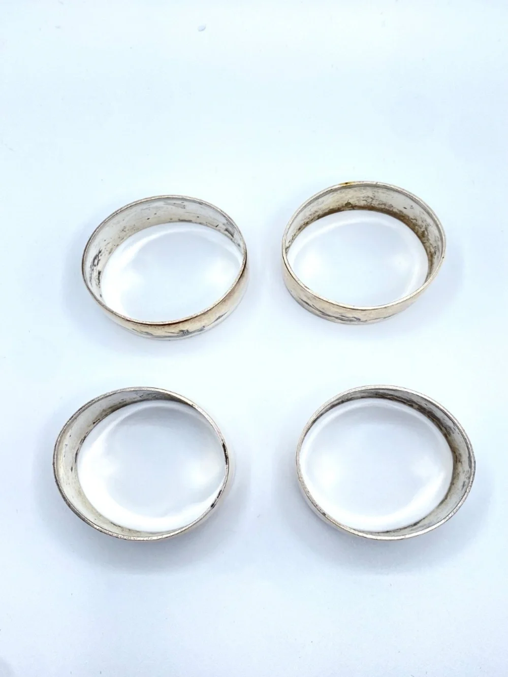 Vintage Iraqi Silver Niello Napkin Rings Set of 4 Double Scenic Middle Eastern
